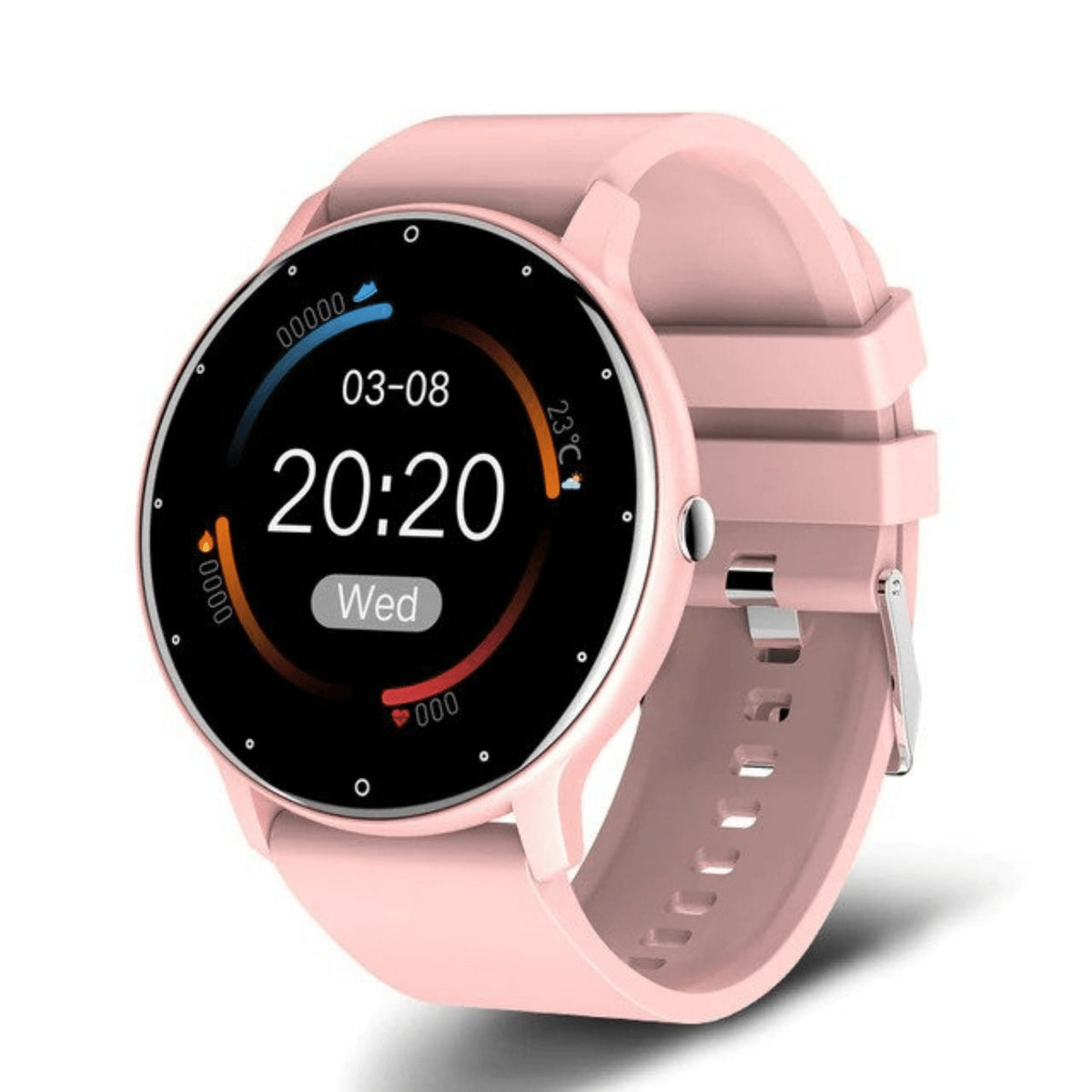 Ronde smartwatch met 1,39 inch touchscreen en belfunctie - roze