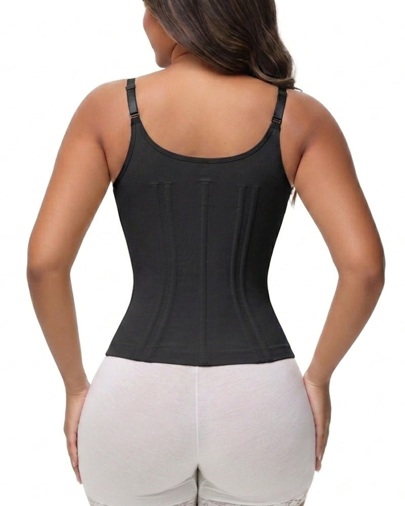 Shapewear hemdtop met kanten cups, rits voor en verstelbare bandjes