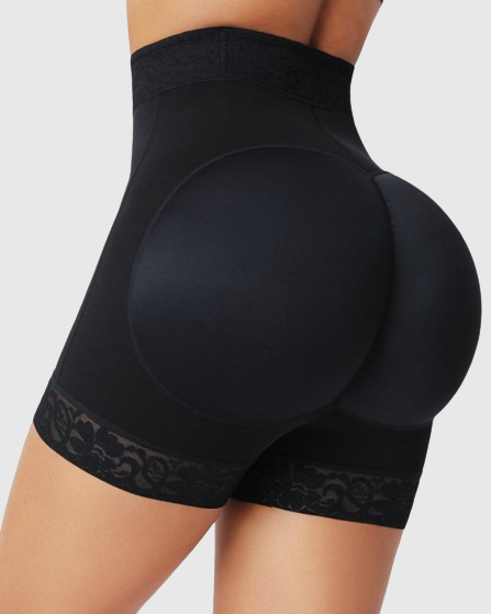 Shapewear short met hoge taille, rits voor en kanten pijpboorden