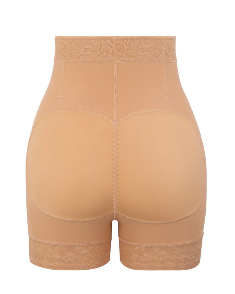 Shapewear short met hoge taille, rits voor en kanten pijpboorden