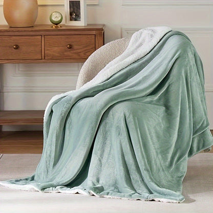Dubbelzijdige sherpa plaid met flanel fleece - saliegroen