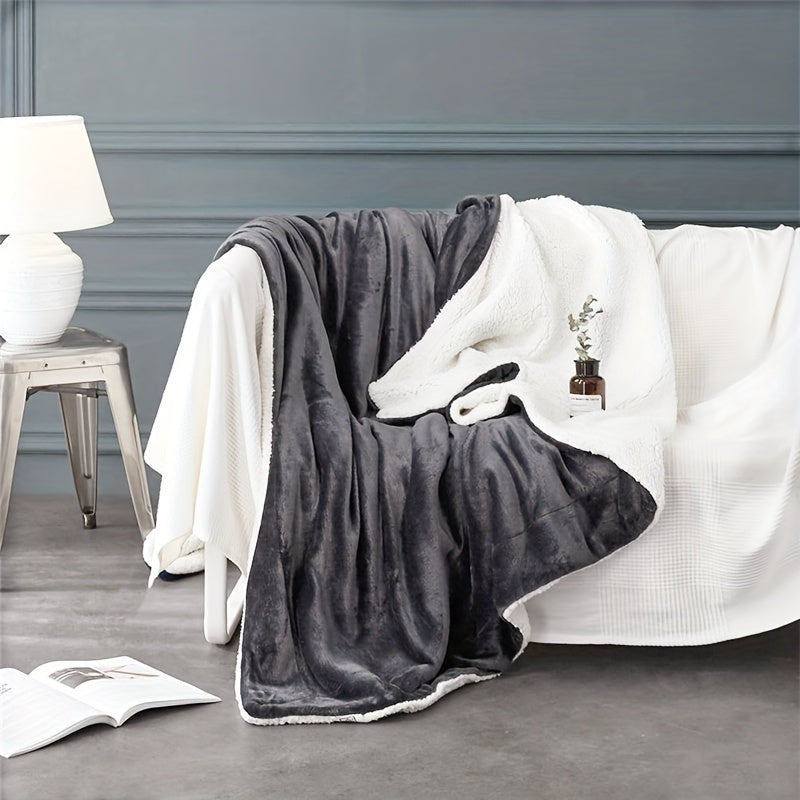 Dubbelzijdige sherpa plaid met flanel fleece - beeld 5