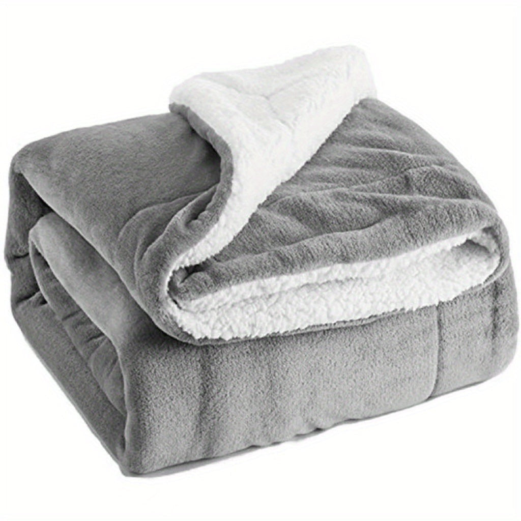 Dubbelzijdige sherpa plaid met flanel fleece - grijs