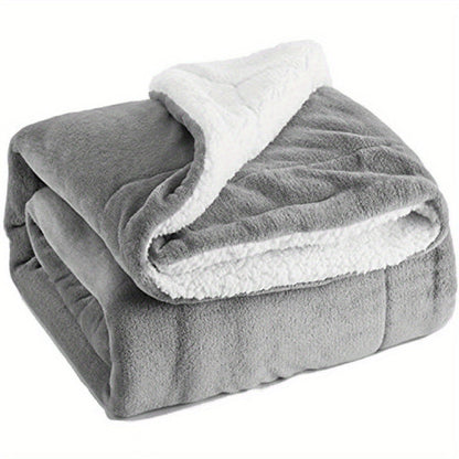 Dubbelzijdige sherpa plaid met flanel fleece - grijs