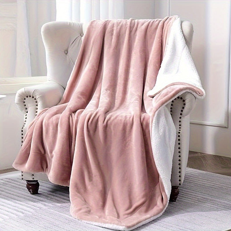 Dubbelzijdige sherpa plaid met flanel fleece - roze