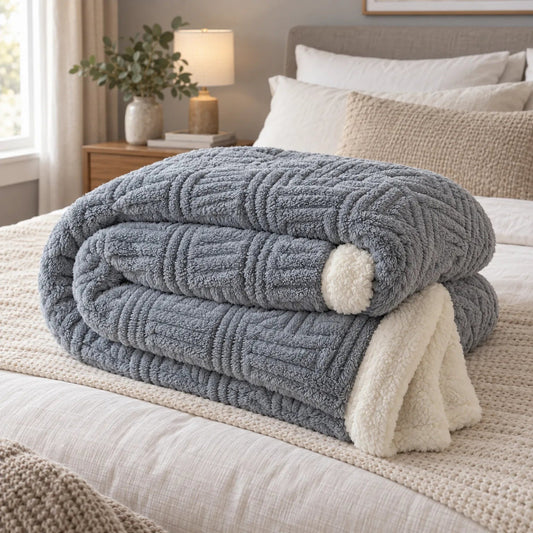 Dubbelzijdige sherpa plaid met vlechtpatroon
