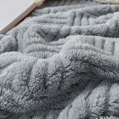 Dubbelzijdige sherpa plaid met vlechtpatroon - beeld 5
