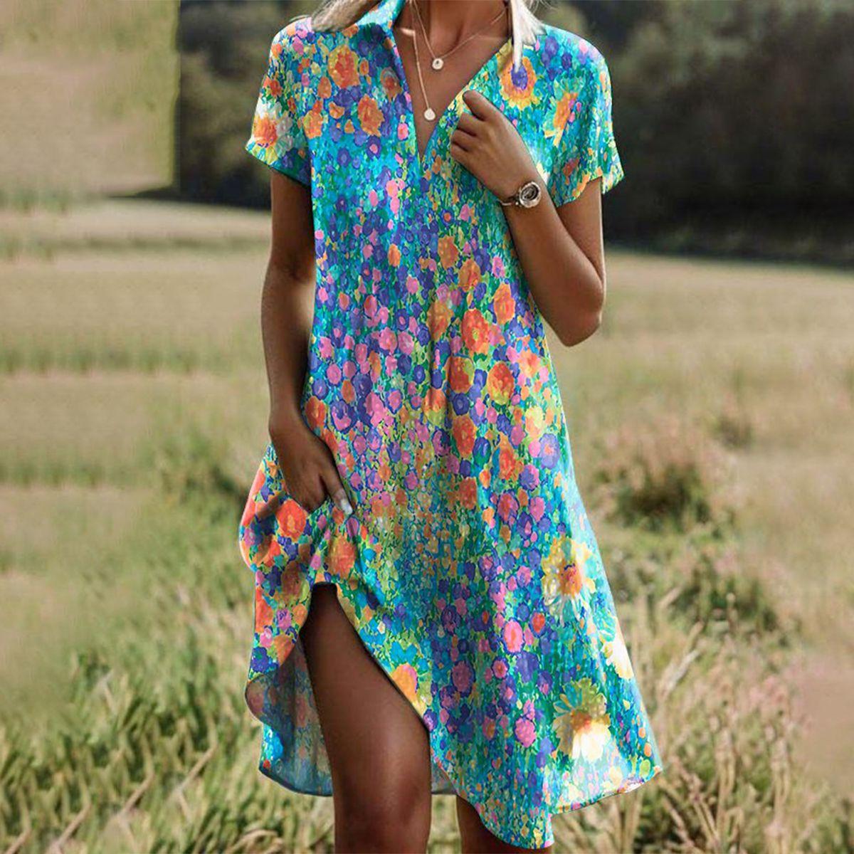 Boho chic zomerjurk dames - luchtige vrouwelijke jurk voor zomerse dagen
