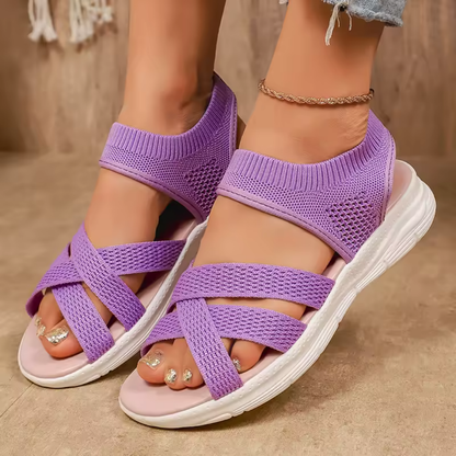 Gebreide sandalen dames met plateauzool - productfoto