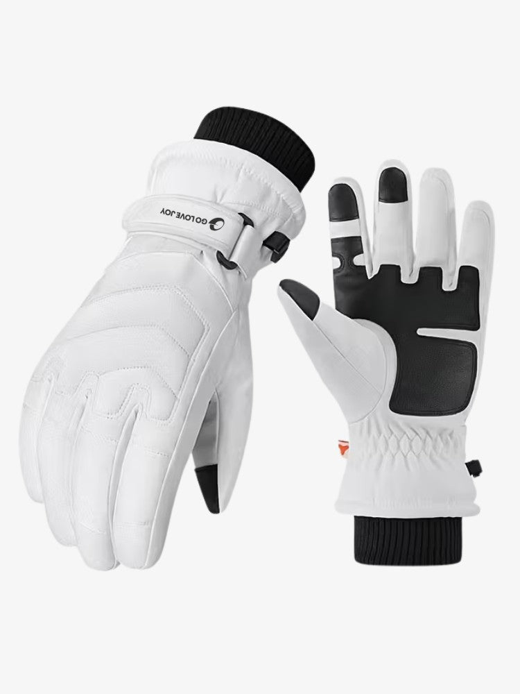Skihandschoenen met fleecevoering, stroeve handpalm en verstelbare polsband - wit