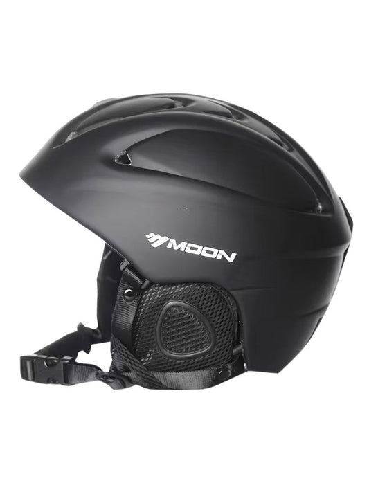 Skihelm met harde buitenschaal, ventilatieopeningen en uitneembare oorstukken - zwart
