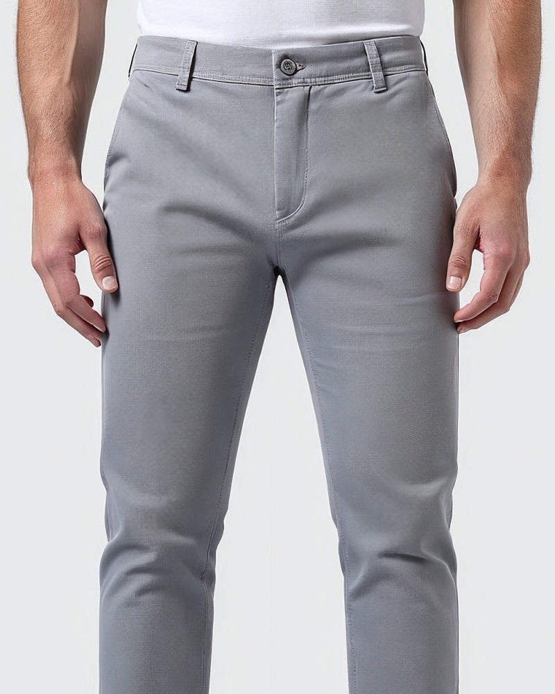 Slim fit chinobroek voor heren met lichte stretch en taps toelopende pijp - beeld 5