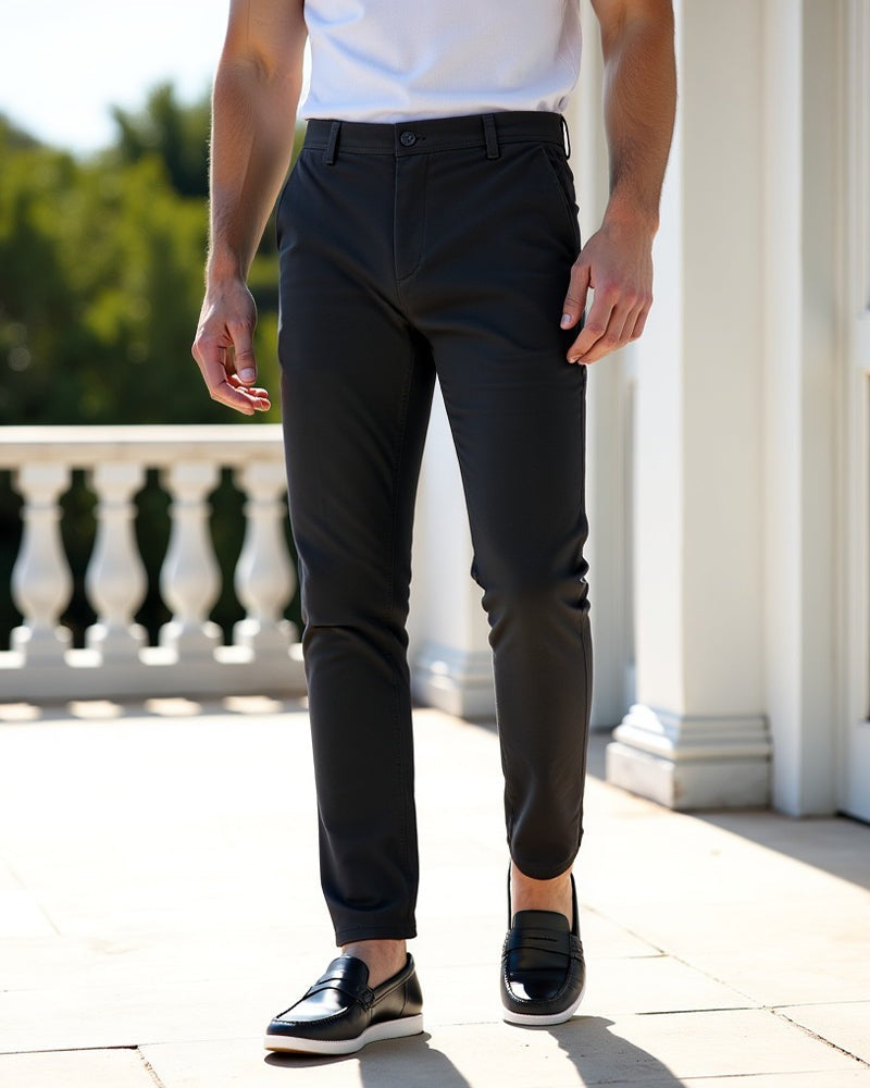 Slim fit chinobroek voor heren met lichte stretch en taps toelopende pijp - beeld 7