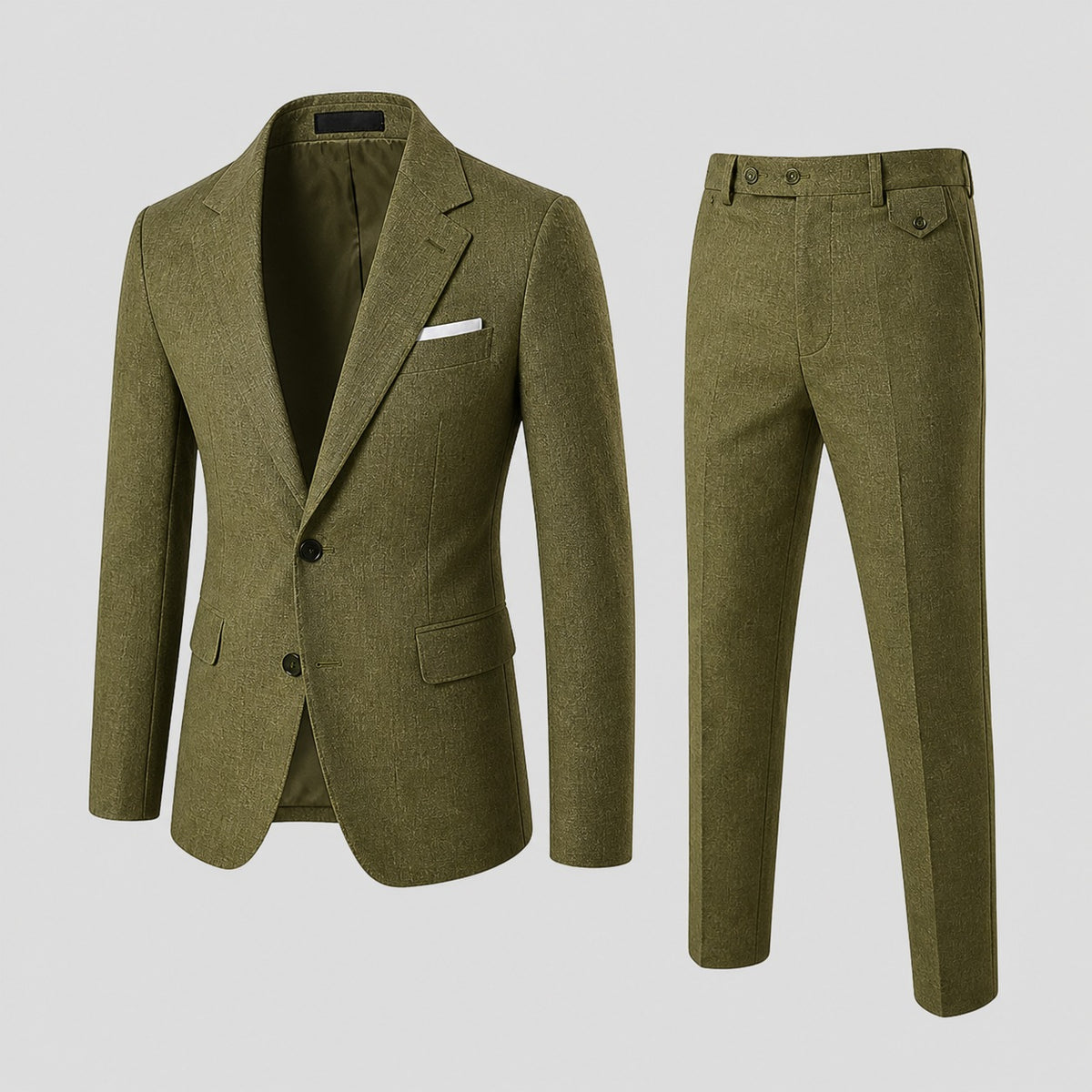 Slim fit herenpak in linnenlook met colbert en pantalon - beeld 2