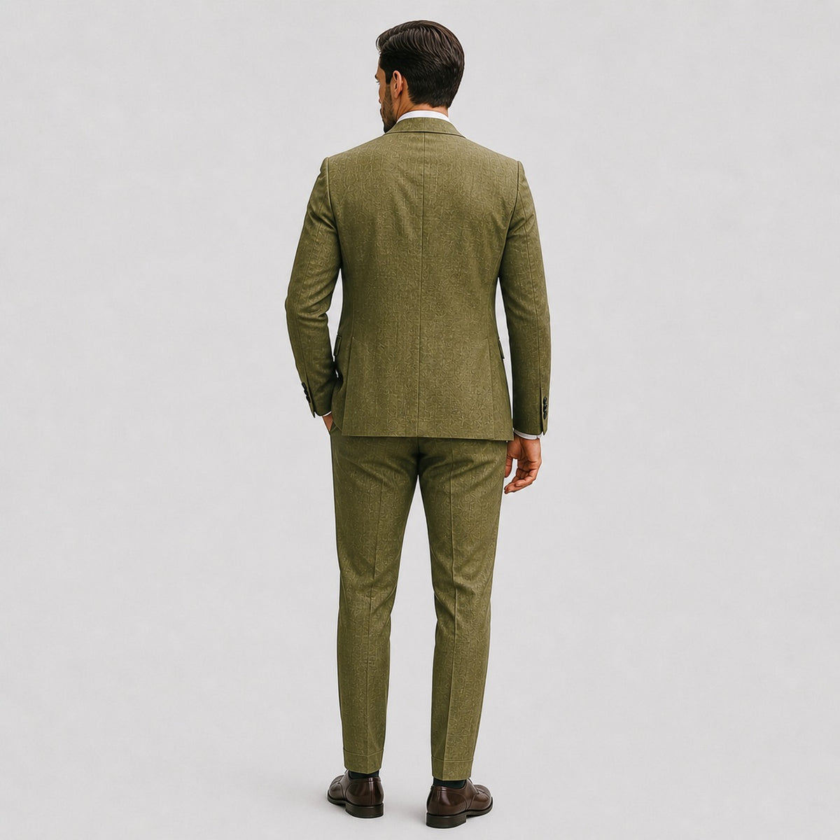 Slim fit herenpak in linnenlook met colbert en pantalon - beeld 4