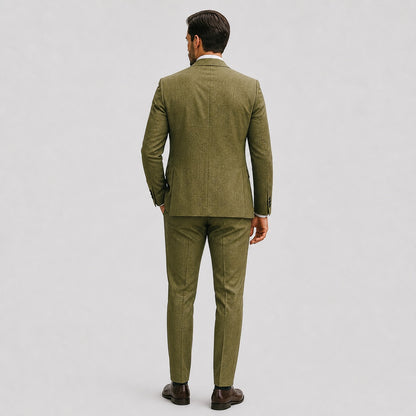 Slim fit herenpak in linnenlook met colbert en pantalon - beeld 4