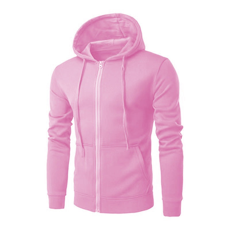 Slim fit herenvest met capuchon, rits en fleecevoering - roze