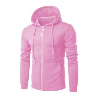 Slim fit herenvest met capuchon, rits en fleecevoering - roze