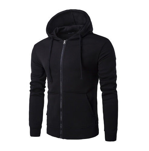 Slim fit herenvest met capuchon, rits en fleecevoering - zwart