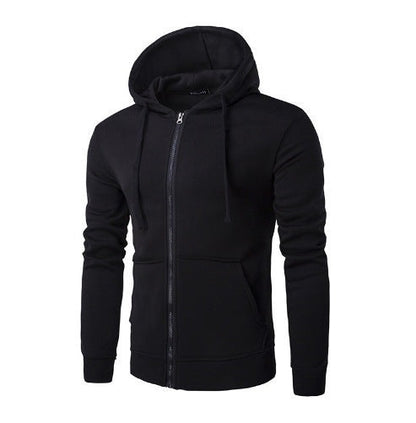Slim fit herenvest met capuchon, rits en fleecevoering - zwart