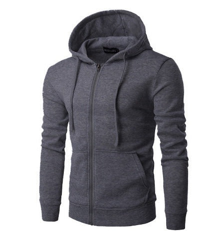 Slim fit herenvest met capuchon, rits en fleecevoering - donkergrijs