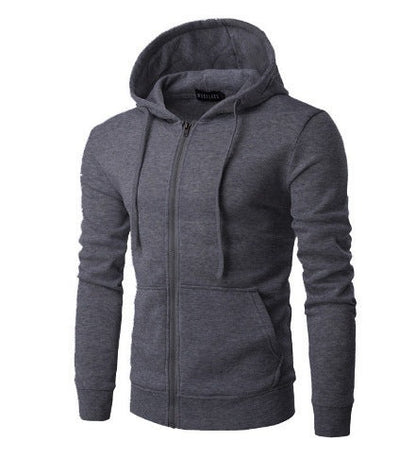 Slim fit herenvest met capuchon, rits en fleecevoering - donkergrijs