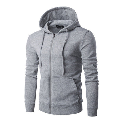 Slim fit herenvest met capuchon, rits en fleecevoering - lichtgrijs