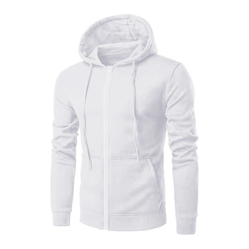 Slim fit herenvest met capuchon, rits en fleecevoering - wit