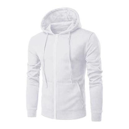 Slim fit herenvest met capuchon, rits en fleecevoering - wit