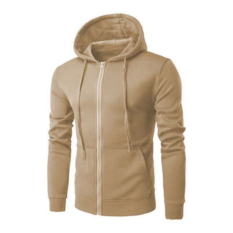 Slim fit herenvest met capuchon, rits en fleecevoering - camel