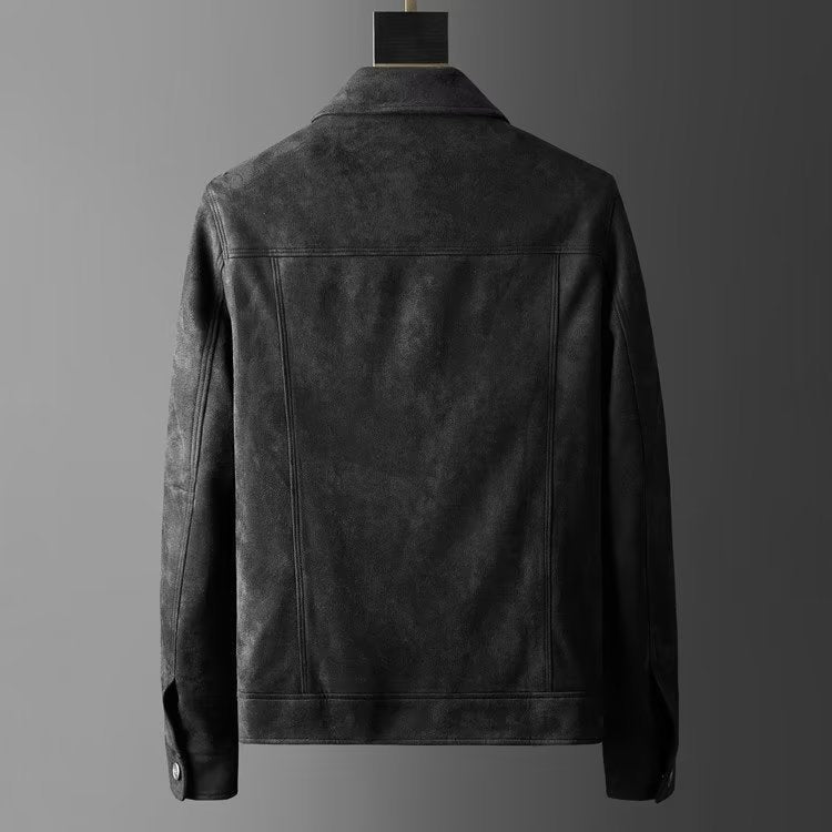 Slim fit truckerjack voor heren in suède look met puntkraag en borstzakken - beeld 10
