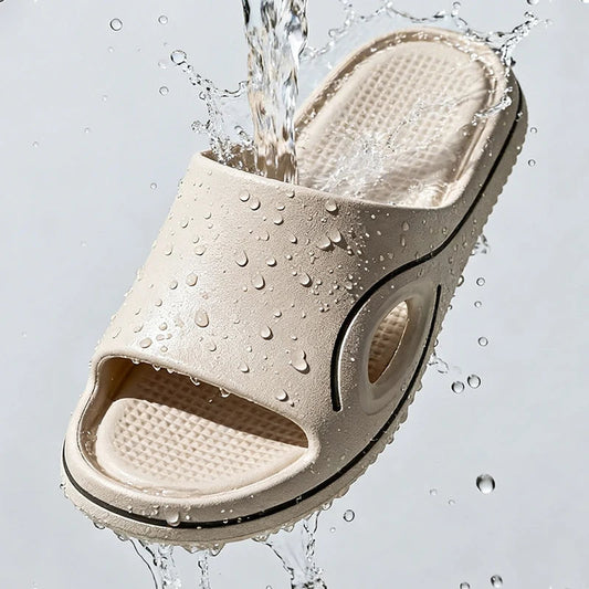Slippers voor heren met dikke EVA-zool, uitsparing in de zijkant en contrastlijn
