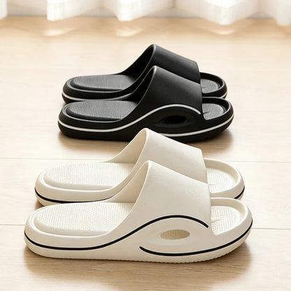 Slippers voor heren met dikke EVA-zool, uitsparing in de zijkant en contrastlijn - beeld 2
