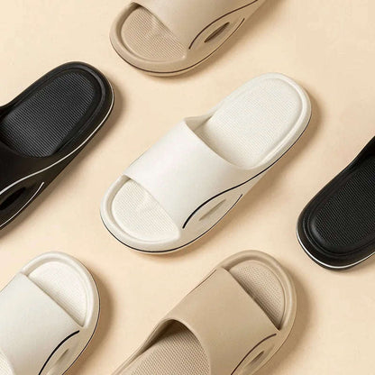 Slippers voor heren met dikke EVA-zool, uitsparing in de zijkant en contrastlijn - beeld 3