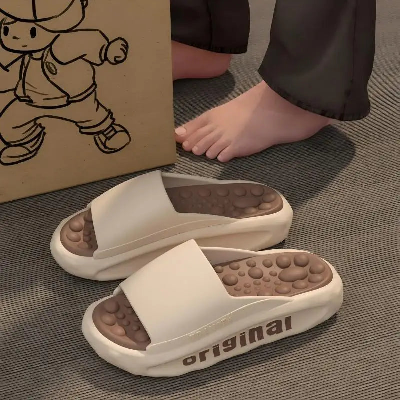 Slippers voor heren met brede band, dikke EVA-zool en voetbed met ronde noppen - beeld 2