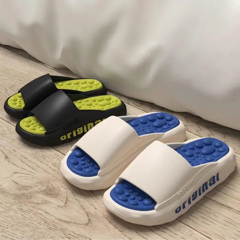 Slippers voor heren met brede band, dikke EVA-zool en voetbed met ronde noppen - beeld 4