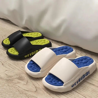 Slippers voor heren met brede band, dikke EVA-zool en voetbed met ronde noppen - beeld 4