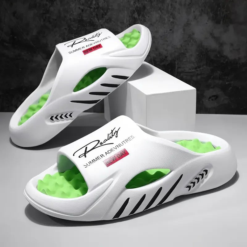 Slippers voor heren van EVA met noppenvoetbed in contrastkleur en uitsparingen in de zijkant - beeld 3