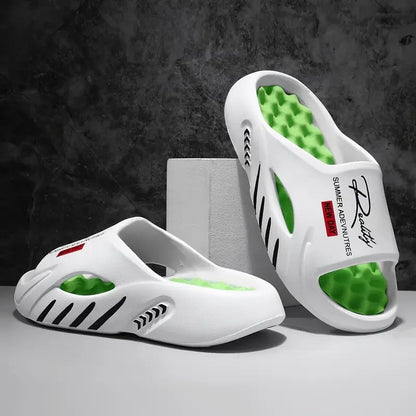 Slippers voor heren van EVA met noppenvoetbed in contrastkleur en uitsparingen in de zijkant - beeld 6