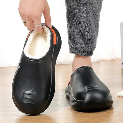 Slippers voor heren met open hiel, pluche voering, steunzool en dikke zool met profiel - beeld 4