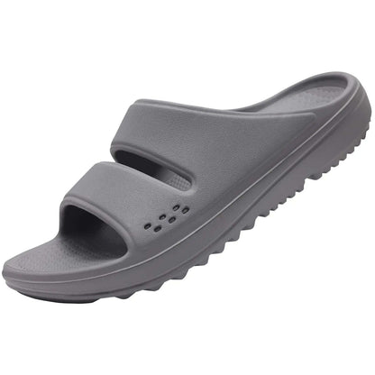Slippers met steunzool, twee brede banden en dikke zool met profiel
