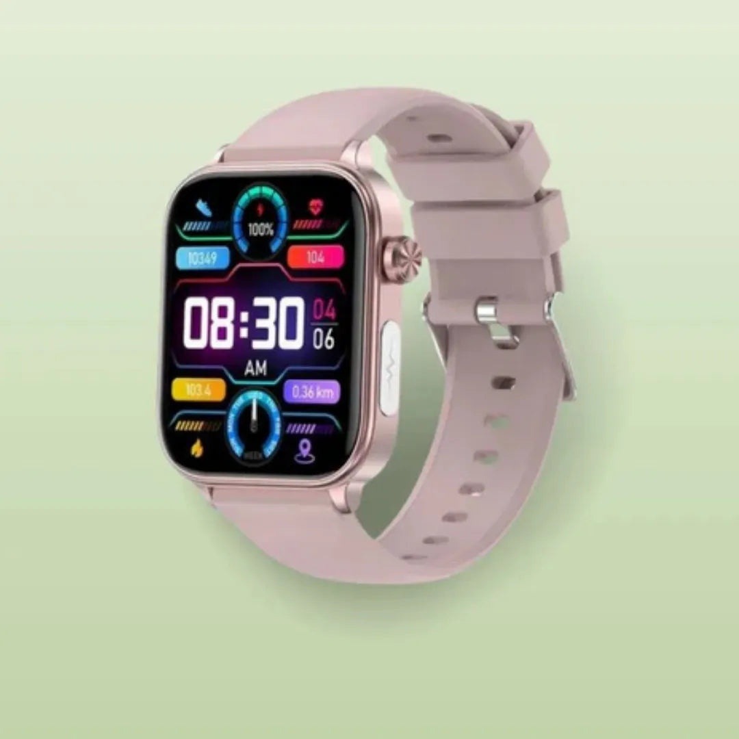 Smartwatch met SOS-knop, groot kleurenscherm en roze band