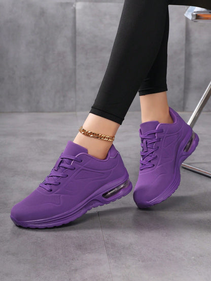 Sneakers voor dames in gladde leerlook, in één kleur met veters en zichtbare luchtkamer in de zool - beeld 7