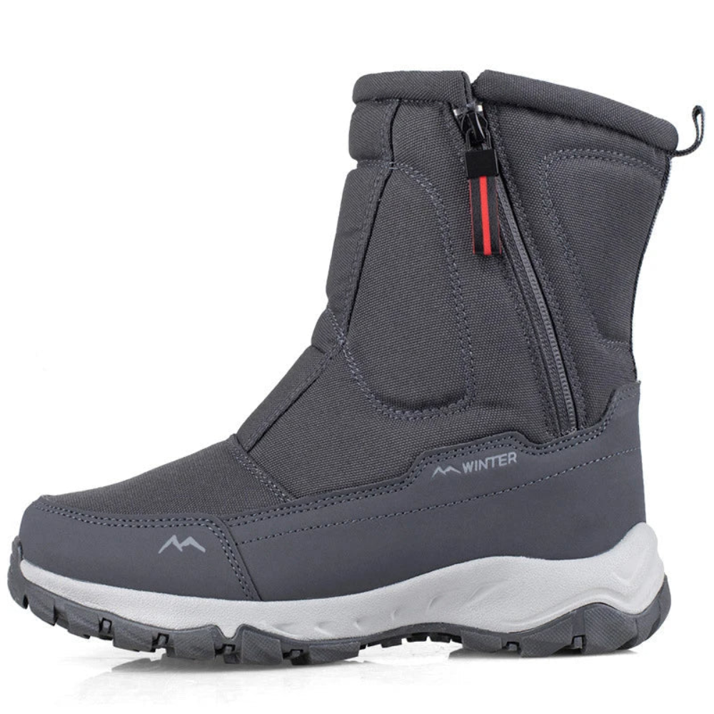 Halfhoge snowboots voor dames en heren met rits en teddyvoering