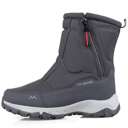 Halfhoge snowboots voor dames en heren met rits en teddyvoering