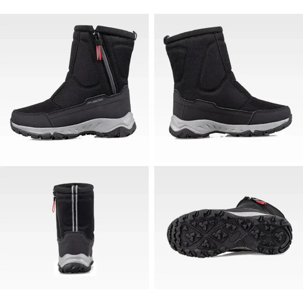 Halfhoge snowboots voor dames en heren met rits en teddyvoering