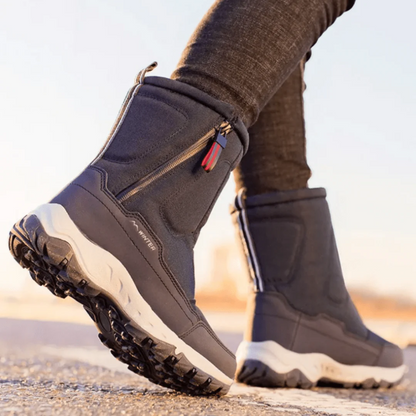 Halfhoge snowboots voor dames en heren met rits en teddyvoering