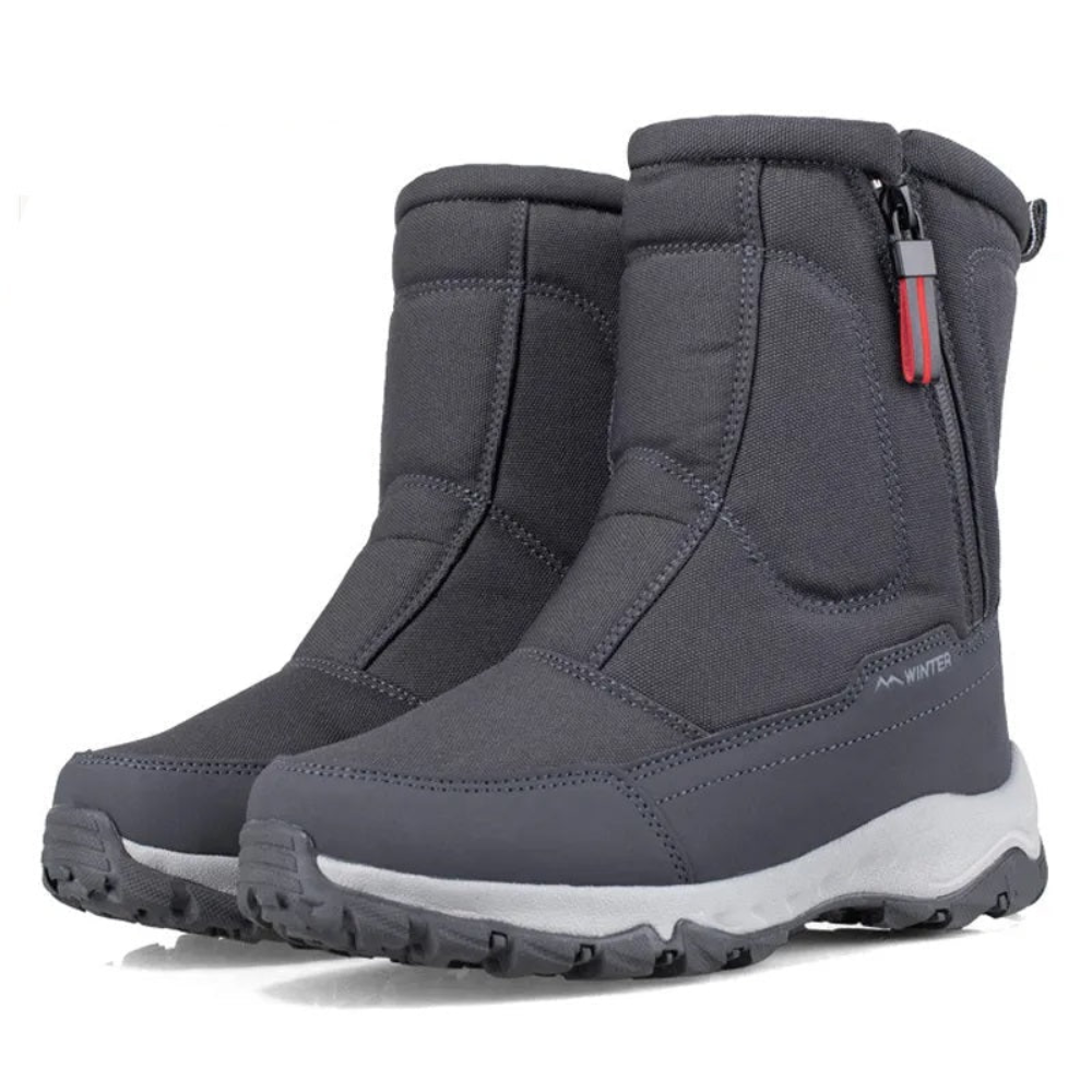 Halfhoge snowboots voor dames en heren met rits en teddyvoering