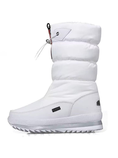Snowboots voor dames met gewatteerde schacht, trekkoord en pluche voering - wit