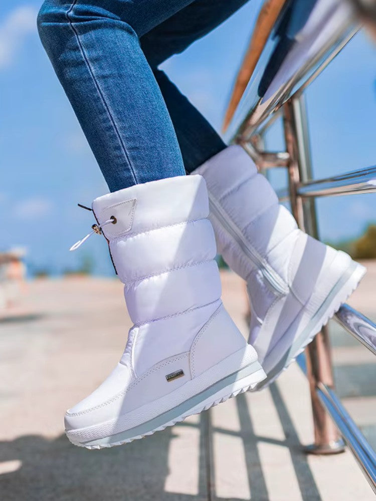 Snowboots voor dames met gewatteerde schacht, trekkoord en pluche voering - beeld 3